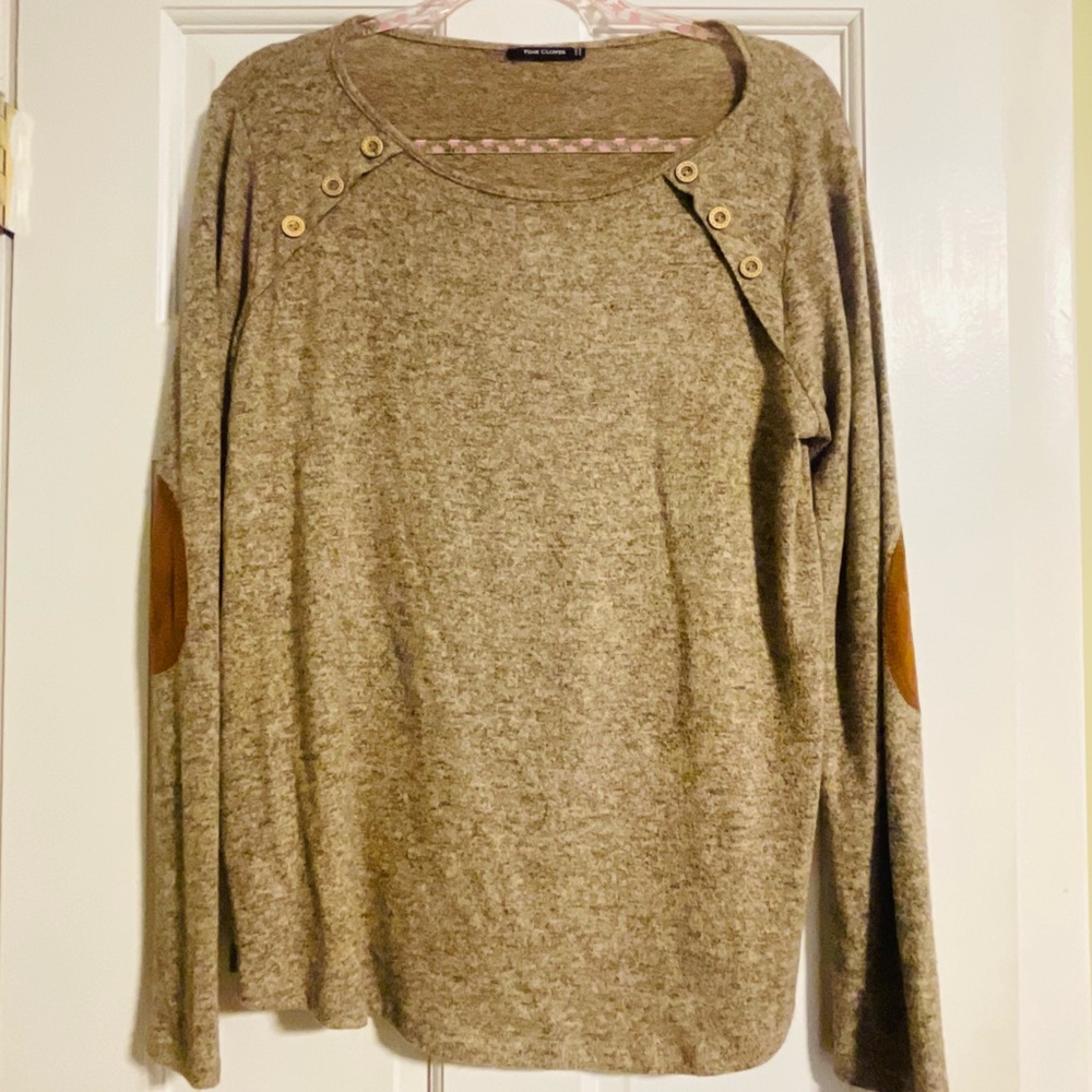 Pink Clover Brown Sweater with Button Detail Size Medium